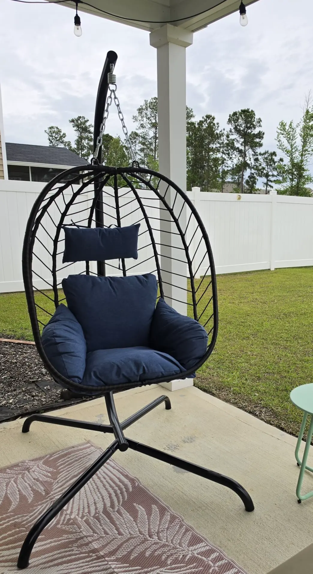 Scaun tip ou pliabil SOLARA din ratan cu suport, fotografie client