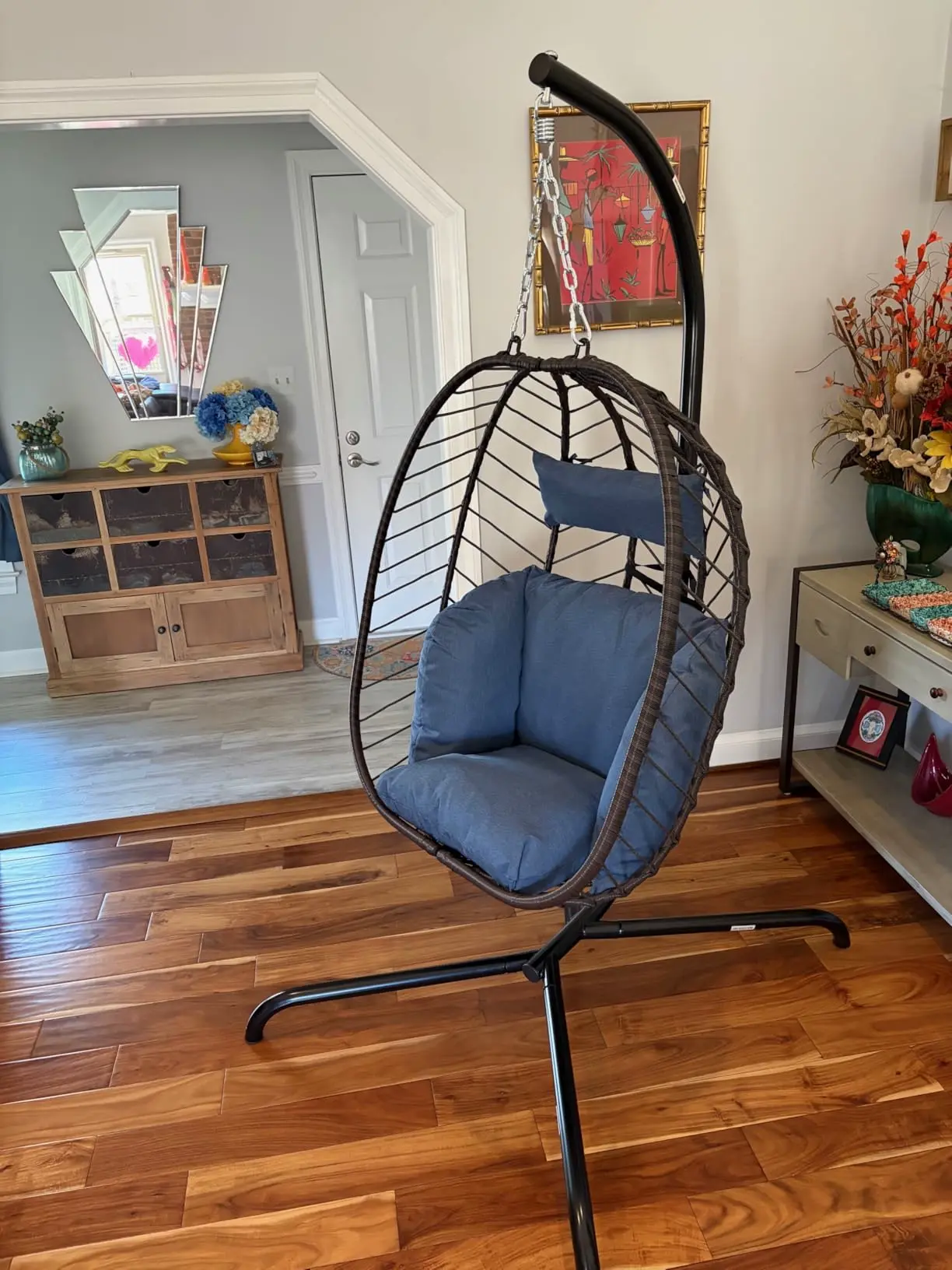 Scaun tip ou pliabil SOLARA din ratan cu suport, fotografie client