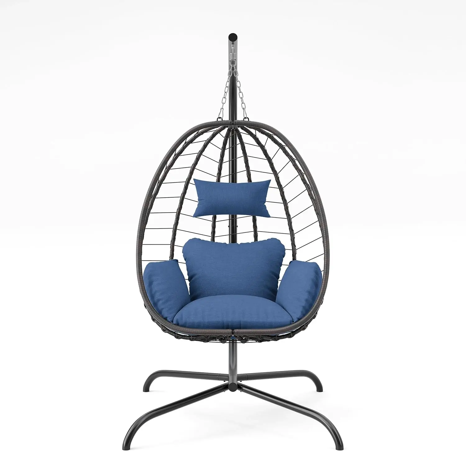 Scaun tip ou pliabil SOLARA din ratan cu suport, balansoar suspendat, imagine 7